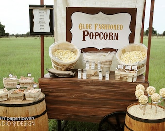 Rustic Popcorn Bar Collection - INSTANT DOWNLOAD