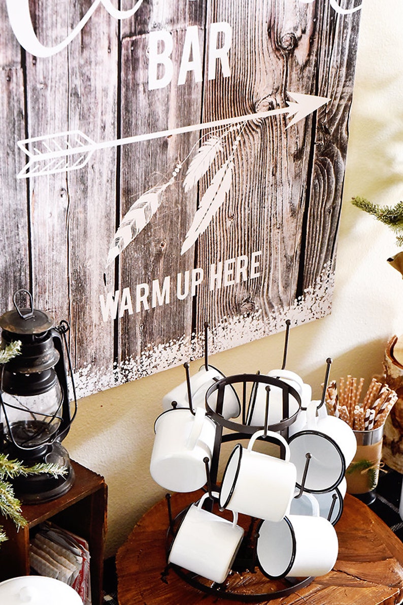 Hot Chocolate Bar Sign Cabin in the Woods Edition INSTANT DOWNLOAD image 3