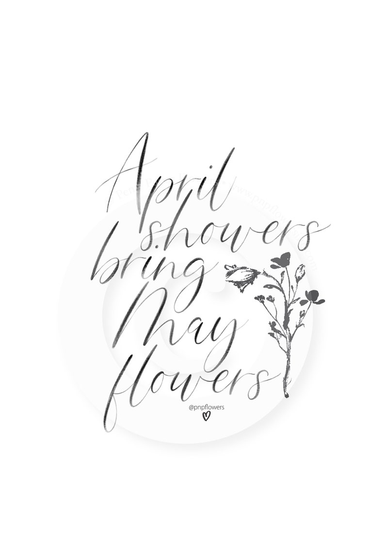 April Showers Bring May Flowers Art Print INSTANT DOWNLOAD image 1