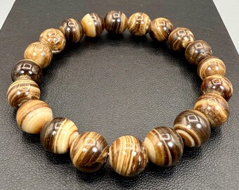 161 Crt handgemachtes Schokoladen Calcit Armband: Heilender Kristallstein, Boho Schmuck