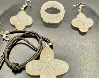 Regenbogen Mondstein Schmuck Set: Sterling Silber Anhänger, Ohrringe & Ring