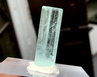 Sky Blue Aquamarine With Smoky Quartz Bunch On Feldspar From