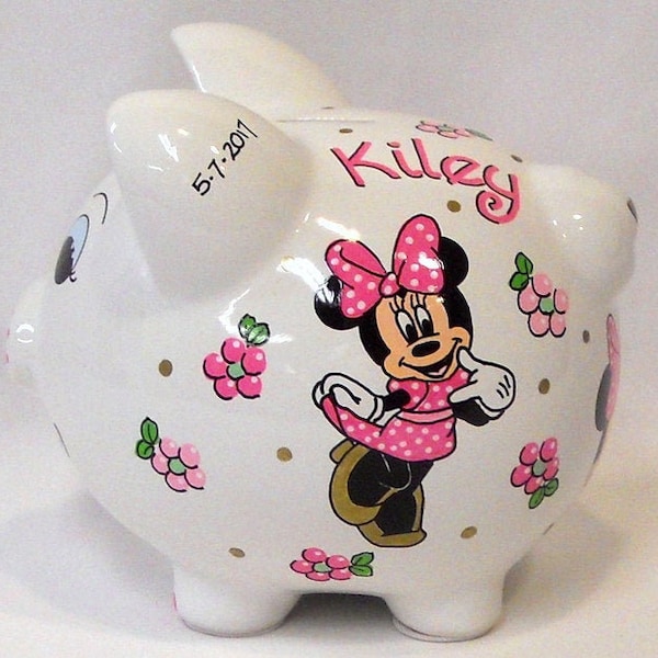 Personalized Piggy Bank with Minnie Mouse