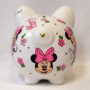 Personalized Piggy Bank with Minnie Mouse image 2