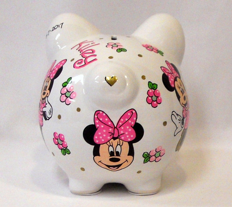 Personalized Piggy Bank with Minnie Mouse image 2