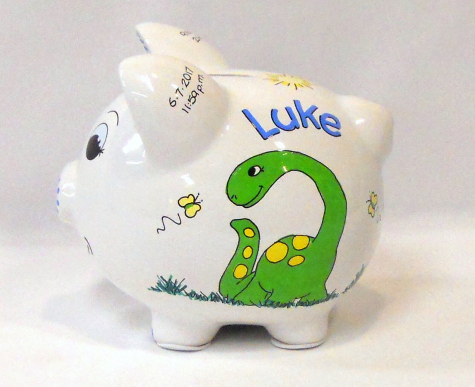 Personalized Ceramic Piggy Bank Dinosaurs Etsy