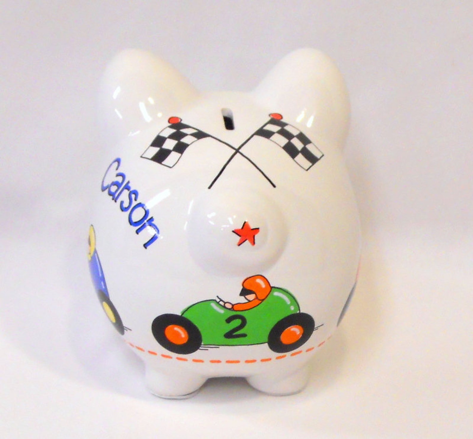 Race Car Piggy Bank Personalized Etsy