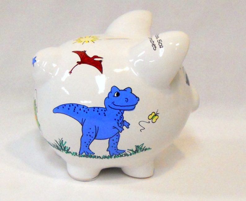 Personalized Ceramic Piggy Bank Dinosaurs Etsy