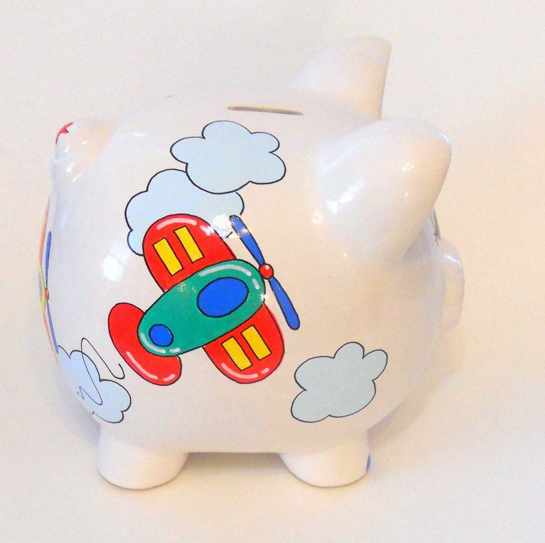 Personalized Piggy Bank Airplanes Etsy