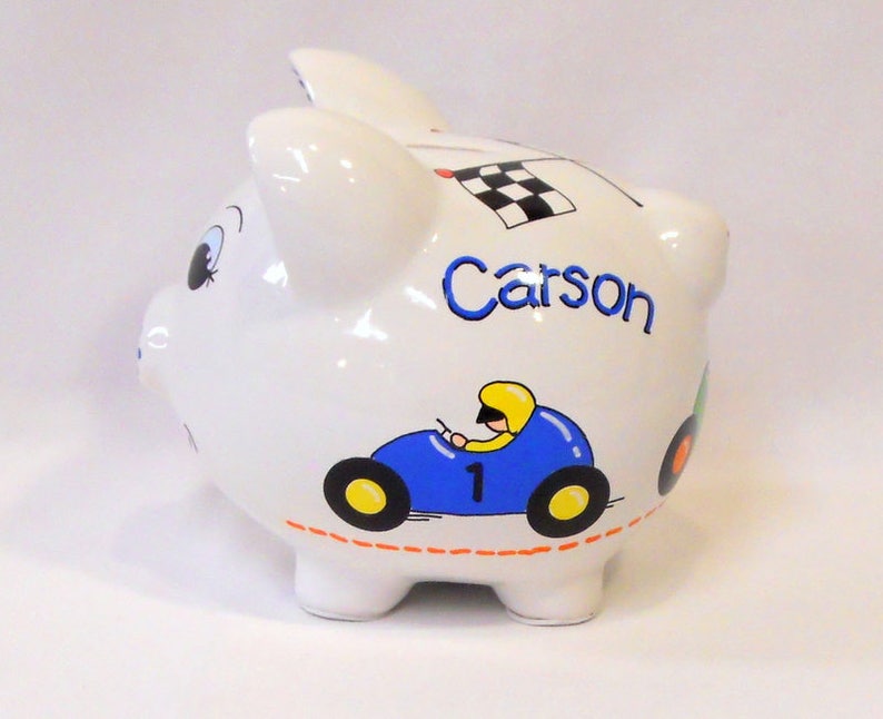 Race Car Piggy Bank Personalized Etsy