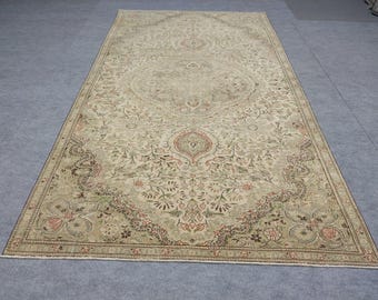 Vintage Hand-knotted Wool 5x9 Ft. Area Anatolian Living Room Skinny Floral Boho Carpet,