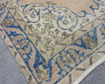 4x6 Rug. Vintage Turkish Oushak Area Rug. Hand-knotted Wool Soft Boho Anatolian Carpet,