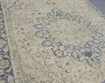 Vintage Turkish Oushak Rug 4x7 ft, Wool Anatolian Carpet, Bohemian Home Decor