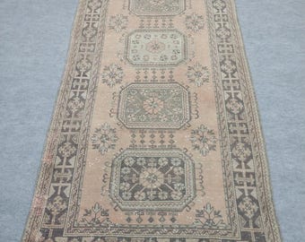 Vintage Turkish Soft Area Runner Rug. Hand-knotted Wool 5x11 Ft. Boho Tribal Muted Anatolian Carpet,