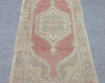 3x6 Ft" Vintage  Oushak Rug: Handmade Wool Anatolian Area Pastel Boho Decor  Rugs,