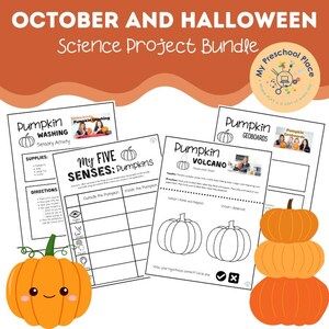 Preschool Halloween Science Activity-bundel: pompoenlessen (pdf-download)