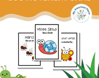 Bug Movement Game Cards, Gross Motor Game for Preschoolers