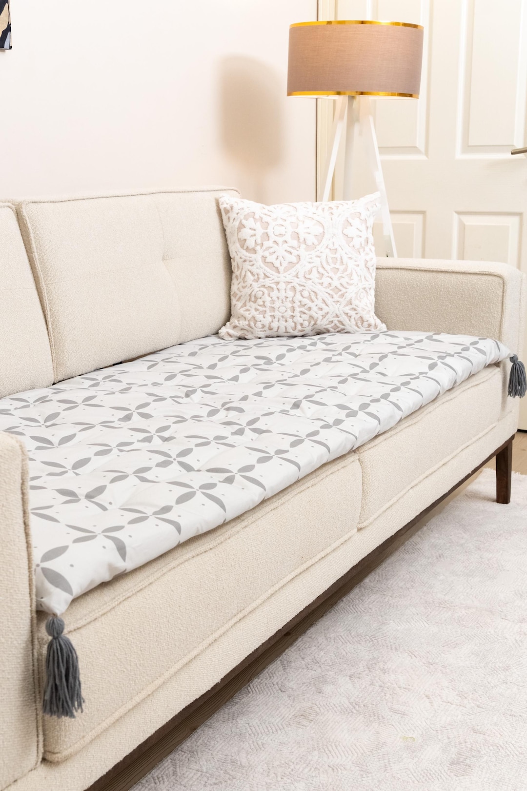 Custom Size Linen Sofa Topper Slipcover Pet Friendly, Washable, Stain ...