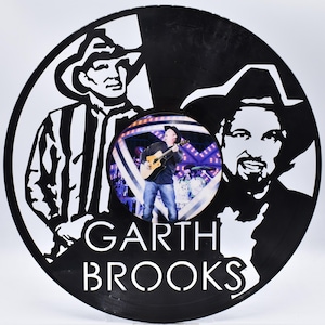 Garth Brooks, B175  Custom Laser Cut Vinyl Records,  Twill Coaster Image