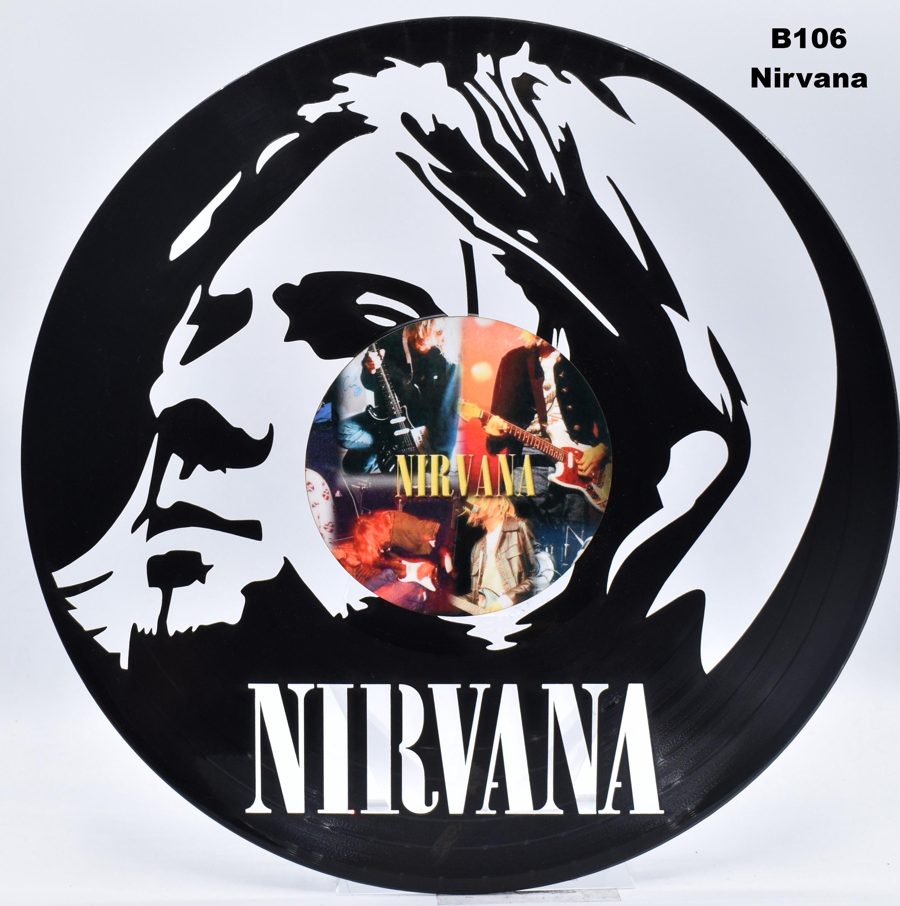 Nirvana, B106  HANDMADE,  Custom Laser Cut Vinyl Records,  Twill Coaster Image