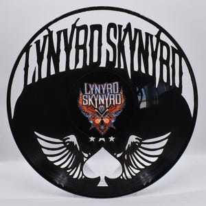 Lynyrd Skynyrd, B200 Discos de vinilo cortados a láser personalizados, hechos a mano, imagen de posavasos de sarga