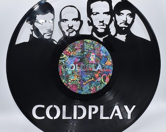 Coldplay, B254 HANDMADE Custom Laser Cut Vinyl Records,  Twill Coaster Image