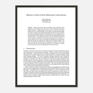 Poster del whitepaper di Bitcoin - Arte incorniciata con elegante cornice in alluminio - Regalo perfetto per gli amanti delle criptovalute