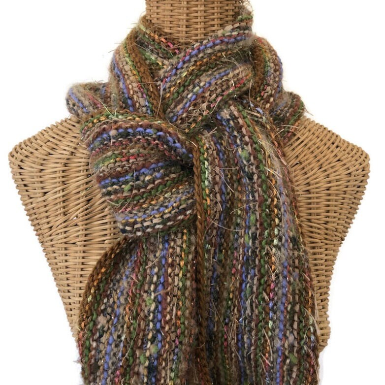 Mame Wool Mohair Knitted Scarf BROWN