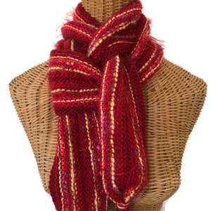 Knitted Red Scarf with Tassels
