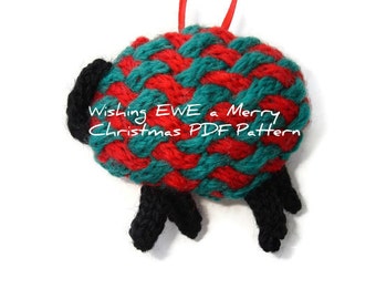 PDF Knitting Pattern Christmas Sheep Lamb Hanging Ornament Holiday Decor Tree Trimming Digital Download Knit Instructions