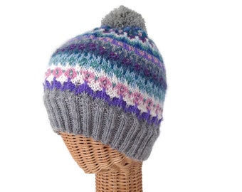 Knit Hat Fair Isle Bohus Stocking Toboggan Cap