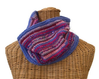 Knit Cowl Raspberry Wool