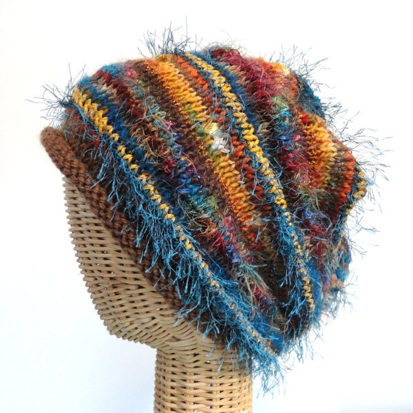Hat Womens Autumn Colors Slouchy Knit Wool Cap