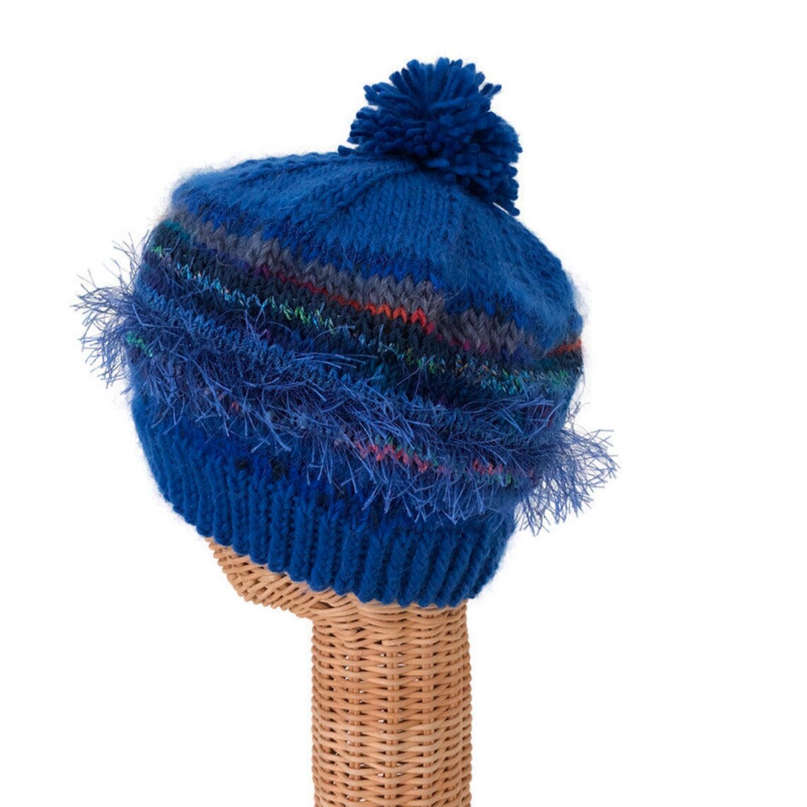 Knit Stocking Hat Blue Wool Cap Etsy UK