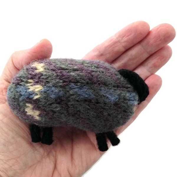 Pocket Hand Warmer  Felted Sheep Brown Plaid