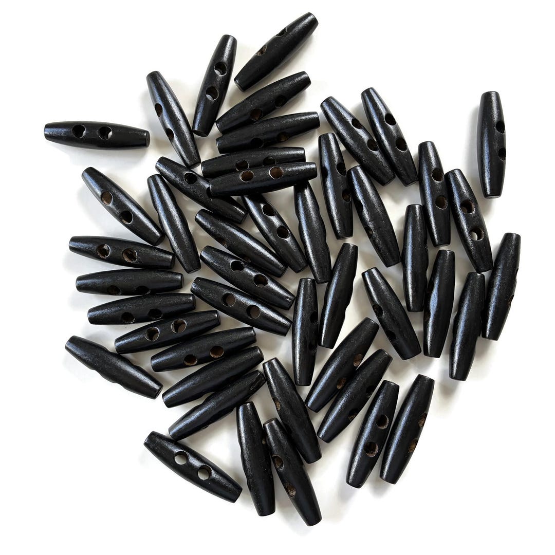 2 Inch Button Wood Toggle Large Buttons 46 Count 2 Inches Long Black 2 Hole Sew On - Etsy
