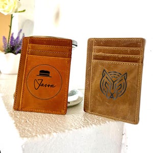 Personalized Slim Wallet, Card Wallet Fathers Day Gift, Minimalist Leather Card holder,Groomman Gift