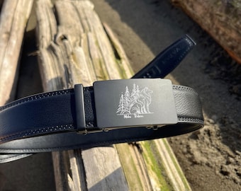 Ceinture en cuir faite main, boucle gravée personnalisée - Cadeau personnalisé