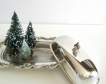 Antique Silver Butter Server. Silver Plated Covered Butter Dish. Gorham Heritage.