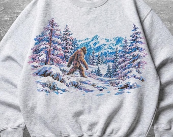 Vintage Sasquatch Shirt, Funny Cryptid, Oversized, Womens, Unisex Gildan 18000 Crewneck Sweatshirt