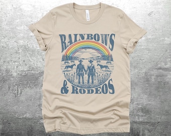 Gay Cowboy Shirt Gay Western LGBTQIA Rainbows Rodeo Shirt Pride Shirt Rights LGBTQ Graphic Bella Canvas 3001 T-Shirt