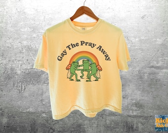 Camiseta Gay The Pray Away, LGBT, LGBTQ, LGBTQIA, Crop Top Boxy Tee 3023CL, Mujer, Hombre, Unisex