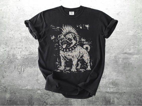 Funny Pug Shirts, Vintage Punk Aesthetic, Oversized, Women, Mens, Comfort Colors T-shirt