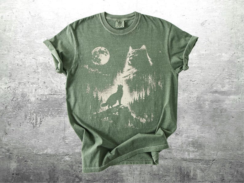 Vintage Funny Maine Coon Shirt, Cat Meme, Oversize, Womens, Mens, Comfort Colors T-shirt Moss