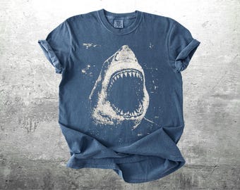 Vintage Shark Shirt, Oversize, Womens, Mens, Unisex Comfort Colors T-shirt