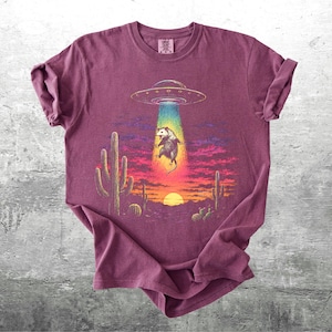 Funny Possum Shirt, Flying Saucer, Mens, Womens, Unisex, Comfort Colors T-shirt Berry