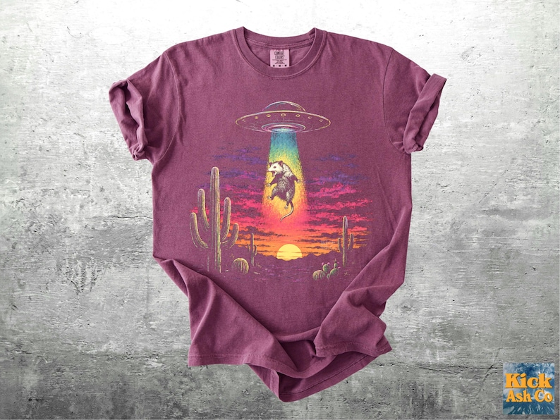 Funny Possum Shirt, Flying Saucer, Mens, Womens, Unisex, Comfort Colors T-shirt Berry