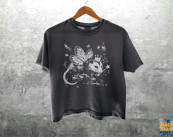 Funny Fairy Opossum Meme Crop Tee, Womens, Unisex Comfort Colors Boxy 3023CL T-shirt