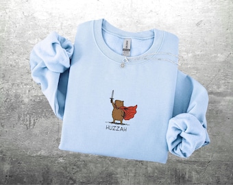 Huzzah Capybara Sweatshirt, Funny Meme Shirt, Oversized, Womens, Mens Gildan 18000 Crewneck