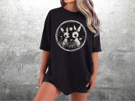 Goth Bunny Shirt, Creepy Cute Shirt, Weirdcore, Gothic, Creepy Bunny, Dark Cottagecore, Comfort Colors T-Shirt, Womens, Mens Unisex